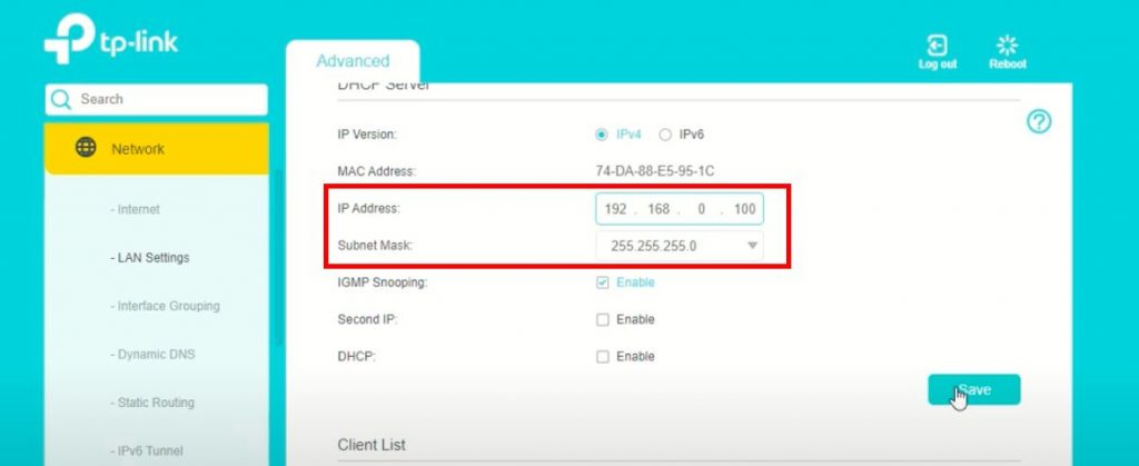 Router subnet mask