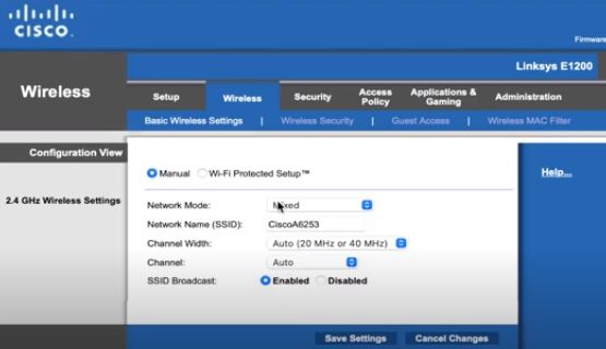 select manual option under wirelss section