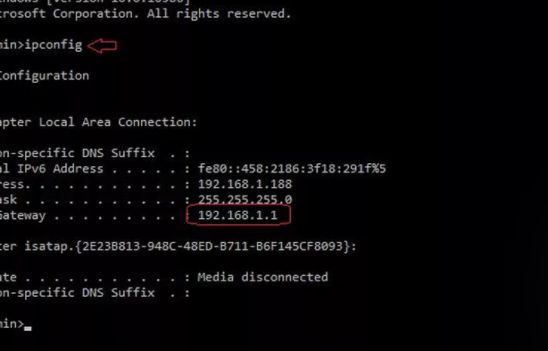 Type ipconfig on the command prompt to check the IP address