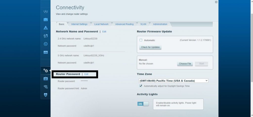Change password in Linksys router