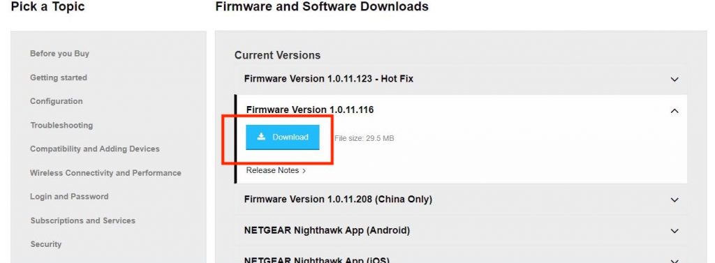 Download firmware file
