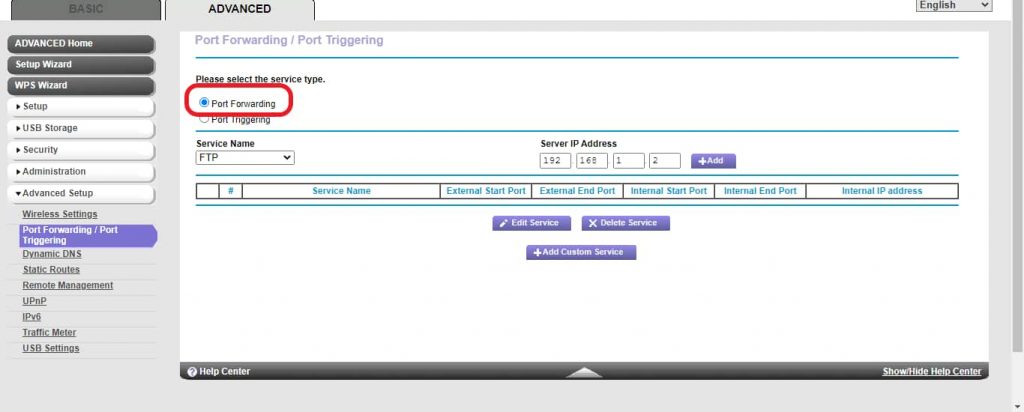 Port Forwarding Settings