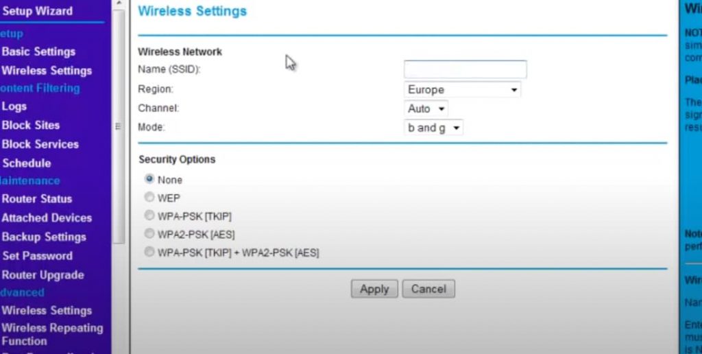 Change Router Security Settings from Wireless Tab