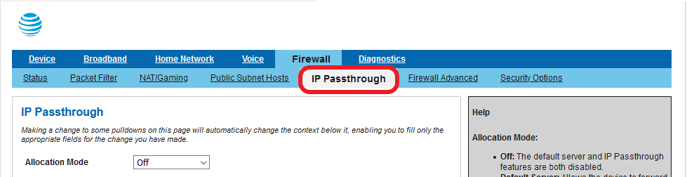 Click on IP Passthrough