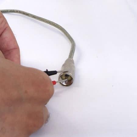 Connect Black Probe to Shield & Red Probe to Center Wire