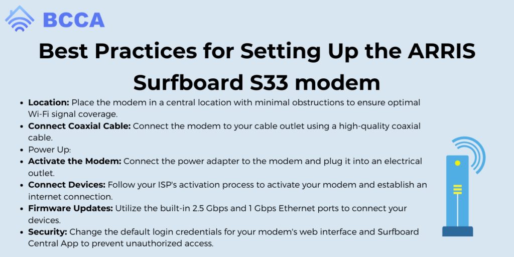 Best Practices for Setting Up the ARRIS Surfboard S33 modem
