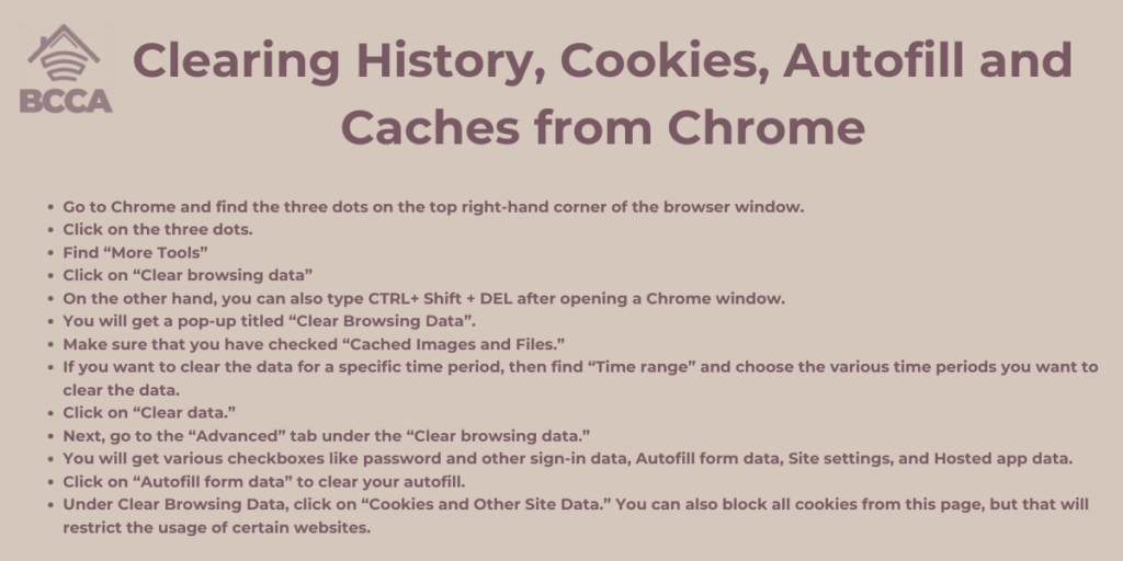 Clearing History, Cookies, Autofill and Caches from Chrome