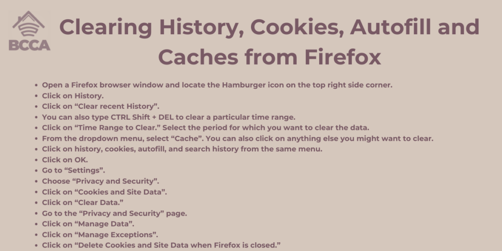 Clearing History, Cookies, Autofill and Caches from Firefox