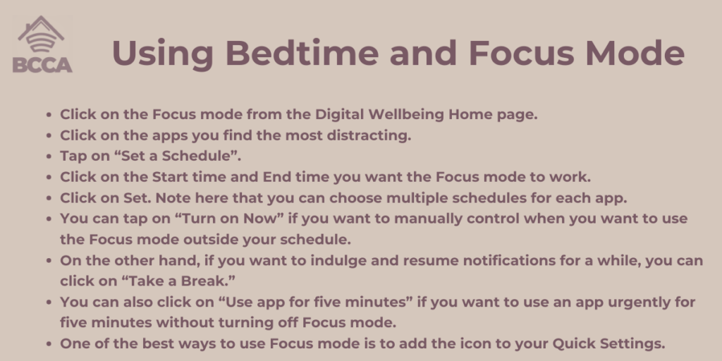 Using Bedtime and Focus Mode