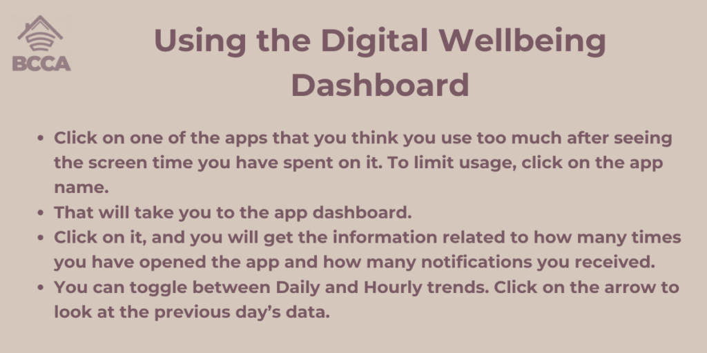 Using the Digital Wellbeing Dashboard